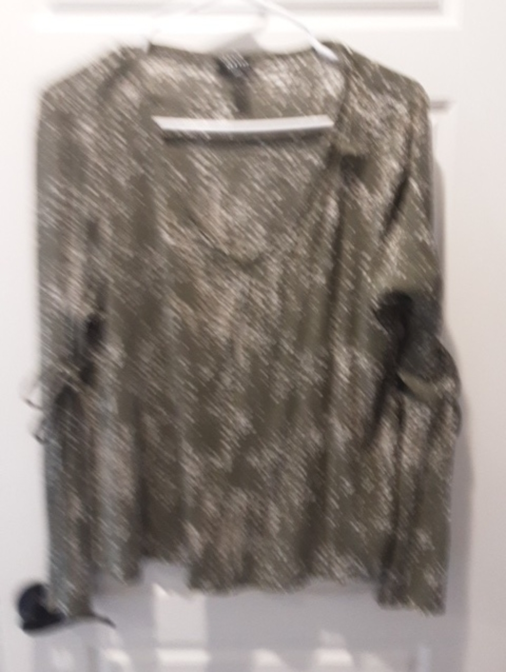 a.n.a Olive Green Printed Long Sleeve Top with White Speckle